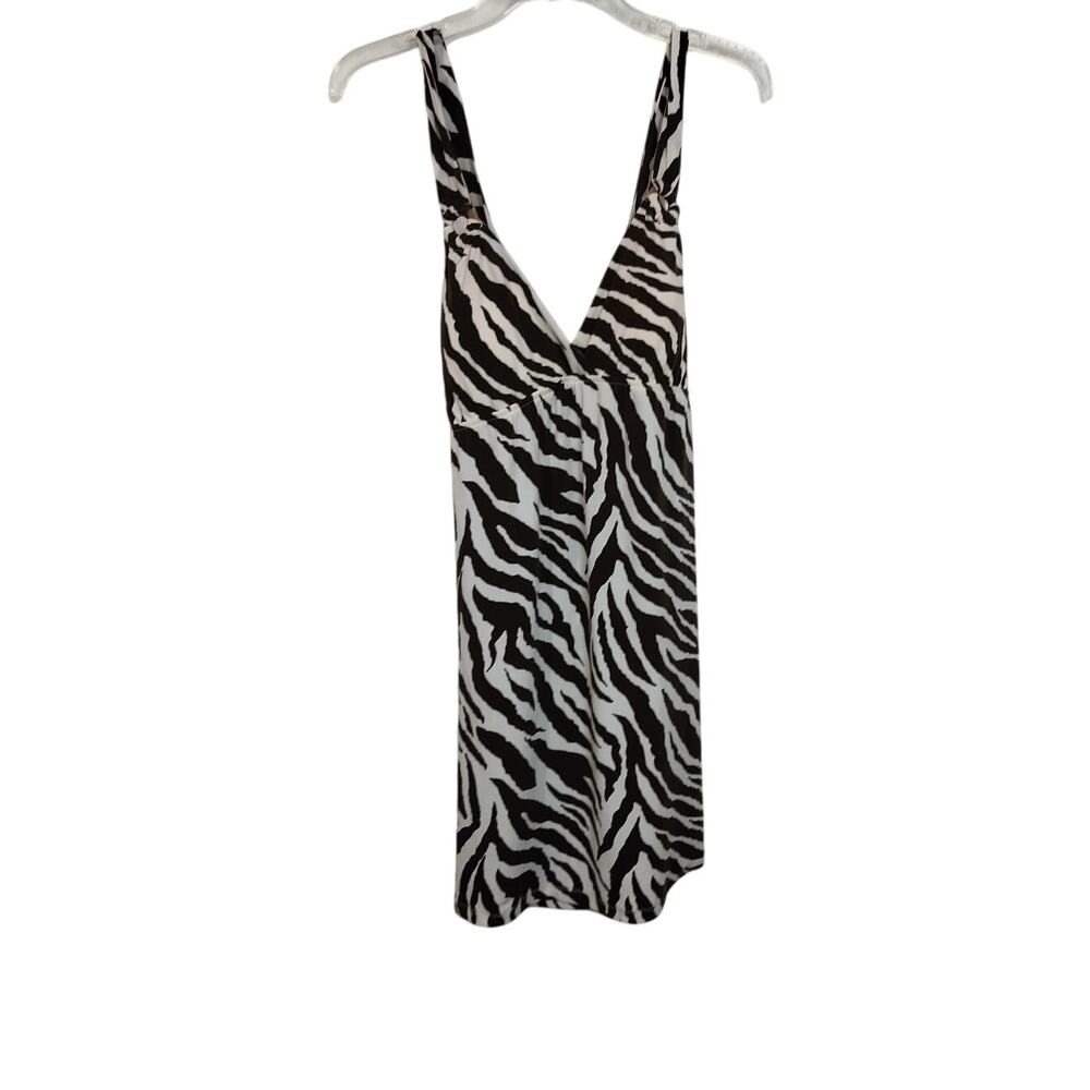 3951) Heart Soul Sleeveless Zebra Print Stretch Knee Length Dress Large - Picture 1 of 6